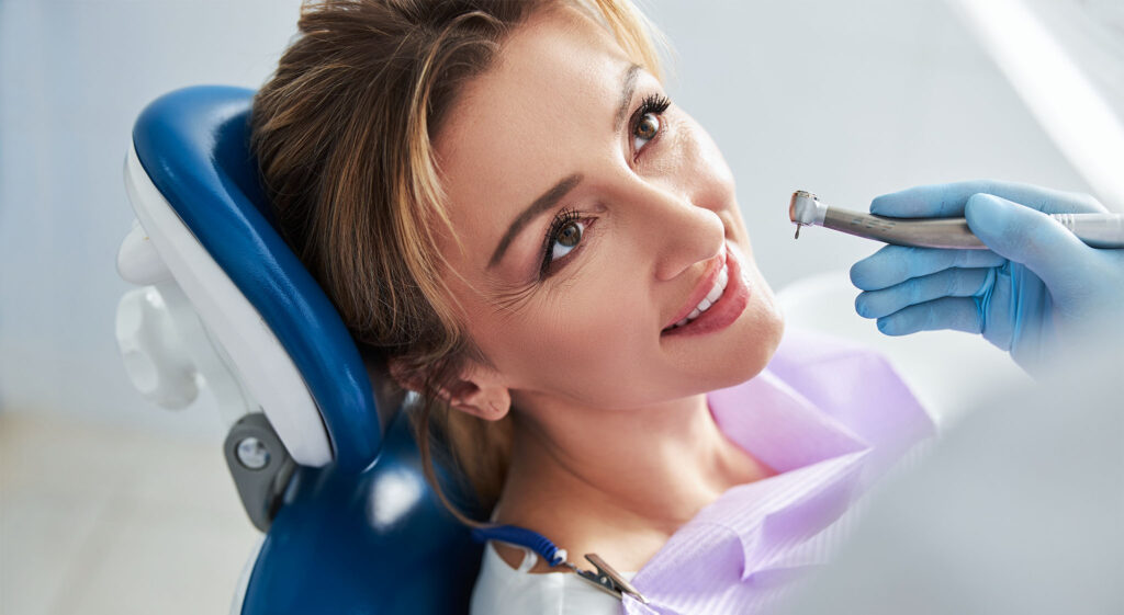 woman getting professional dental help