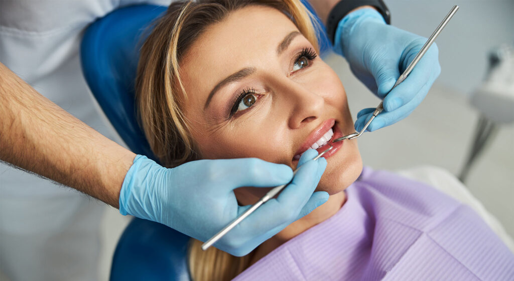 woman getting professional dental help
