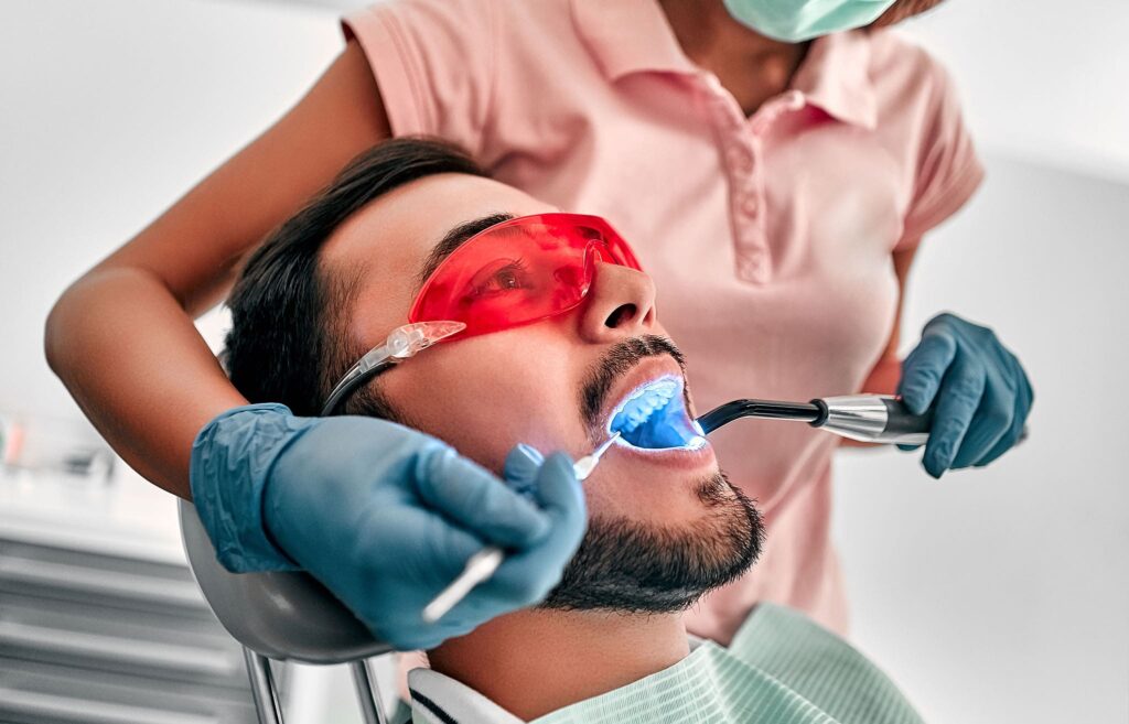 man getting dental filling